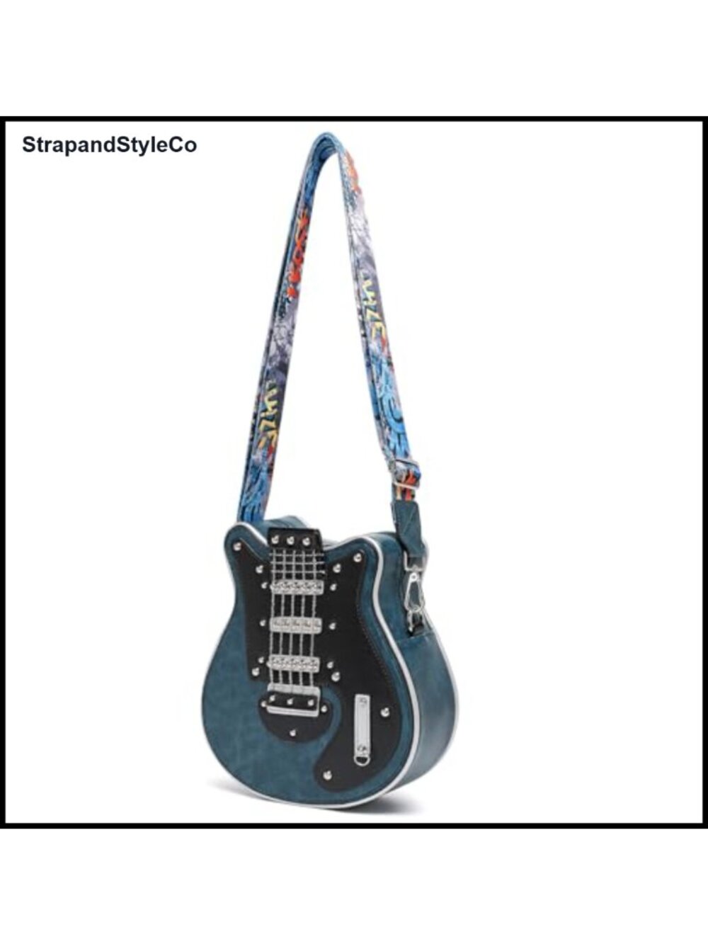 PU Leather Guitar Shaped Crossbody Shoulder Bag Music Novelty Purse
